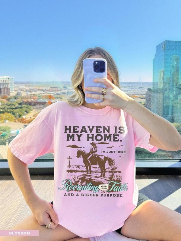 Western Christian Shirt Heaven is My Home Bible Verse Shirt Western Jesus Gift for Her Christian Graphic Tee