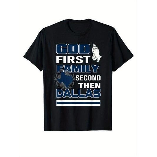 Western Cowboy Print Cotton Top - T-Shirts, Casual Short Sleeve Crew Neck Tee for Outdoor Enthusiasts, Men's Comfortable Clothing for Hiking, Camping, and Everyday Wear Made in USA