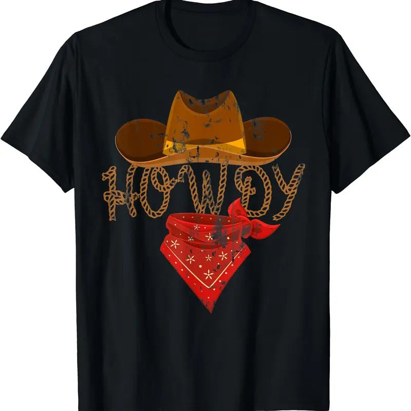 Western Cowboy Tees Howdy T-Shirt | Unisex Cotton Tee Gift | Full Size Hoodie, Sweatshirt | DripVista.com