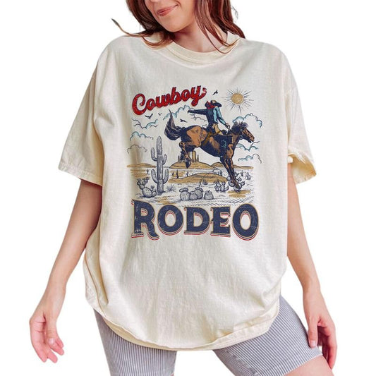 Western Cowgirl Vintage Graphic Tee, Retro Cowboy Rodeo Shirt, Vintage 90s Graphic Western Shirt, Cowboy Shirt, Rodeo Wild West Gift, Cool Gift Shirt For Women, Comfort Cotton Unhinged Tee, Casual Women's Tops, Oversized Womenswear, Relaxed Fit Chic Style