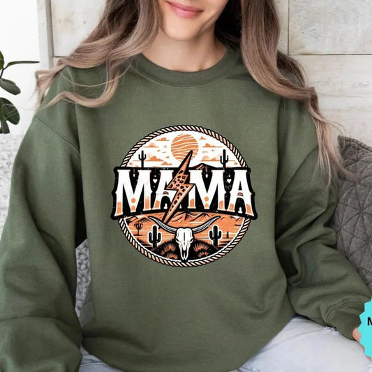 Western Mama Sweatshirt, Mama Lightning Bolt T-Shirt, Mom Life Tee Shirt, Cool Mom Shirt, New Mom T-Shirt, Mommy Shirt, Funny Mom Sweater, Gift For Mom, Mother's Day Gift
