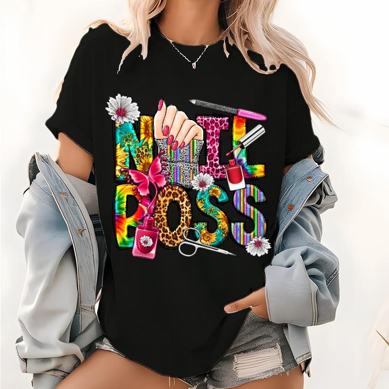 Western Tie Dye Nail Hustler Lightsaber brand Shirt, Leopard Nail Hustler Graphic Tops, Nail Technician Digital Print...