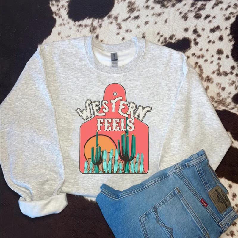 Westernn feels Crewneck Sweatshirt and Hoodie country western girl clothes, western outfits women, western clothing T-Shirts