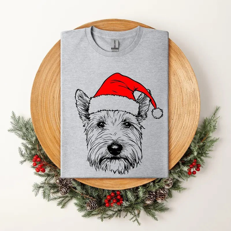 Westie, West Highland White Terrier, Santa, Dog, Christmas, Dog Lover, Pet T-Shirt, Soft Style Tee, Women's Graphic Tshirt