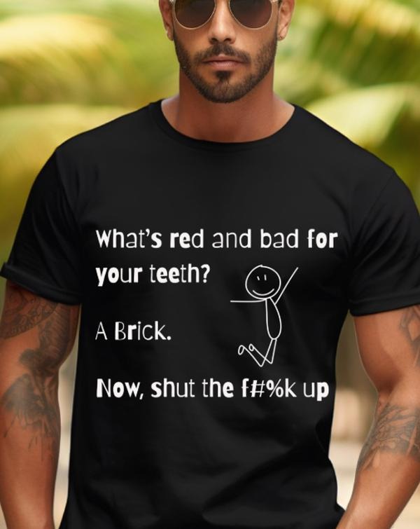 What's Red and bad for your teeth adult humor casual streetwear t-shirt Hoodie, Sweatshirt | DripVista.com