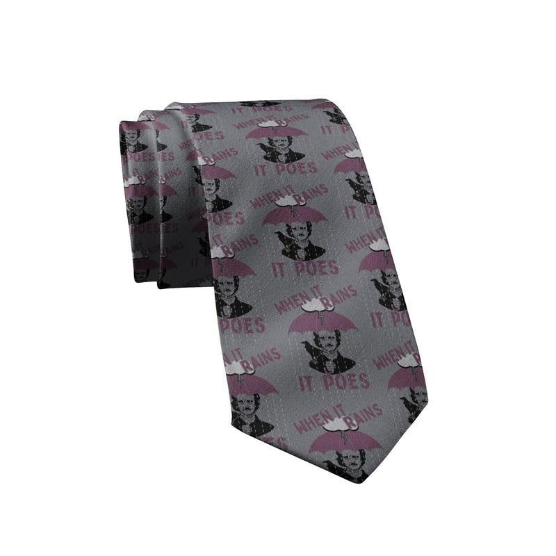 When It Rains It Poes Necktie Funny Neckties for Men Nerdy Tie Mens Novelty Neckties Funny Ties T-Shirts, Hoodie, Sweatshirt
