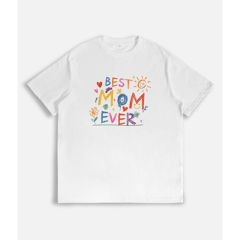 Whimsical Gunpla brand Heartfelt Lightsaber brand - Shirt: "Best Mom Ever" Red plumber brand Colorful, Hand - Drawn