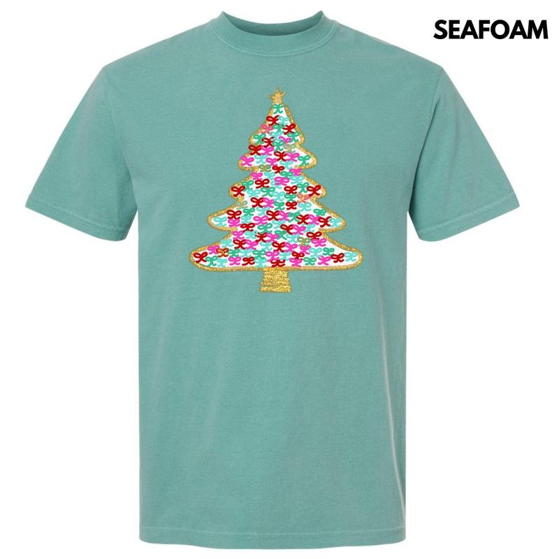 White Bushel Of Bows Christmas Tree Comfort Colors T-Shirt 'NLB' Hoodie, Sweatshirt | DripVista.com