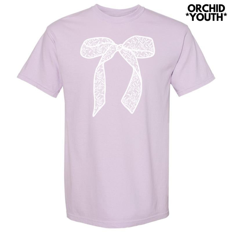 *** White Lace Bow Comfort Colors T-Shirt (Youth) 'NLB'