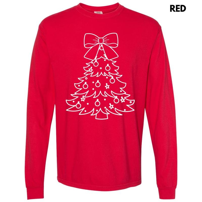 White Tree PUFF Long Sleeve Comfort Colors T-Shirt Hoodie, Sweatshirt | DripVista.com