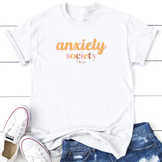 Anxiety Society Tee, Proudly Printed In The USA, Tee Gray / White, #anxiety #sassy #cute #colorprint