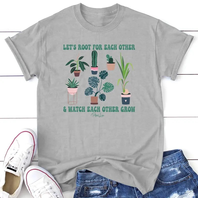 Let's Root For Each Other Graphic Tee, Proudly Printed In The USA, Tee Gray / White, #plants #cute #colorprint Hoodie,...