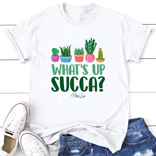 What's Up Succa Tee, Proudly Printed In The USA, Tee Gray / White, #plants #sassy #cute #colorprint