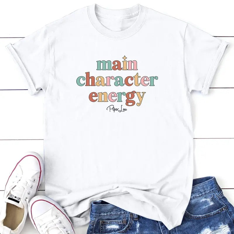 Main Character Energy Graphic Tee, Proudly Printed In The USA, Tee Gray / White, #sassy #cute #colorprint #maincharacter...