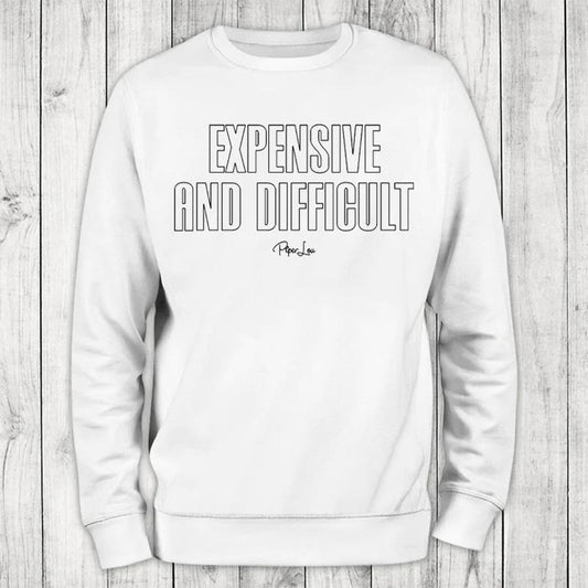 Expensive And Difficult Outline Sweatshirt, Proudly Printed In The USA, Sweatshirt Gray / White, #sassy #cute #colorprint