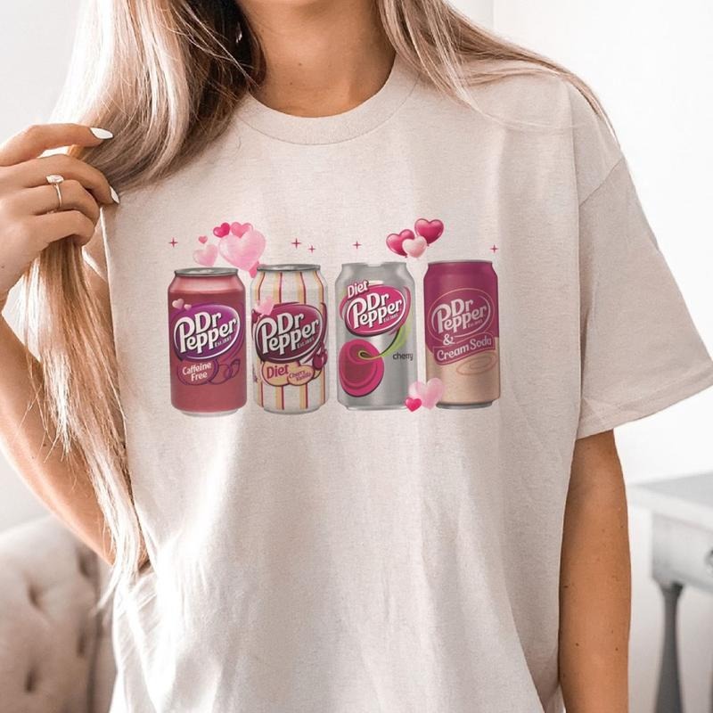 Wholesale Pink Hearts Dr. Pepper valentine bow soda Graphic Tee Hoodie, Sweatshirt | DripVista.com