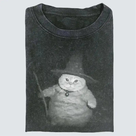 Wi!.zard Cat Vintage Shirt, Cat T-Shirt, Meme Cr!nge Funny Dumb Shirts, Unisex Movie, Gift for Fan,Gift For Women and Man T-Shirt, Top Womenswear