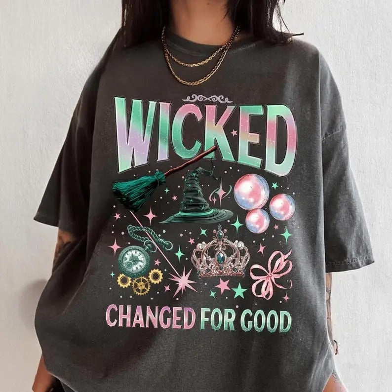 Wicked Change For Good T-Shirt, Defy Gravity Broomstick Magic Wand, Wizard Movie Shirt For Fans Cotton Unisex