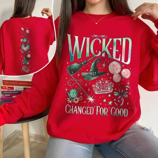 Wicked Movie Sweatshirt, Wizard of Oz Fan Gift, Witch Pink and Green Sweatshirt