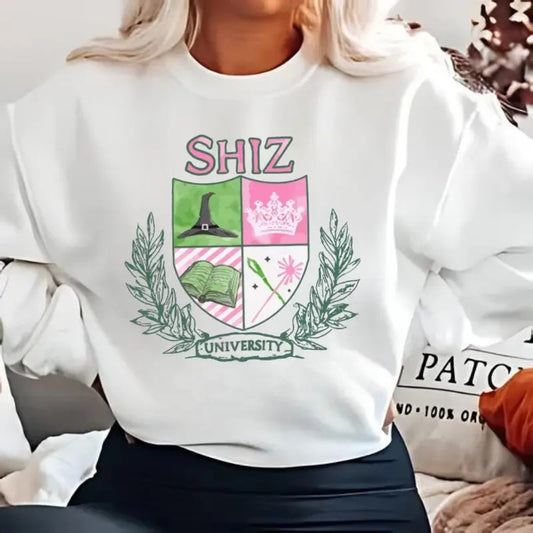 Wicked Musical Shiz University Sweatshirt, Hoodie, T-Shirt, Wicked Defy Gravity Shirt Wizard of Oz T-shirt Broomstick, Changed For Good Witch Pink And Green