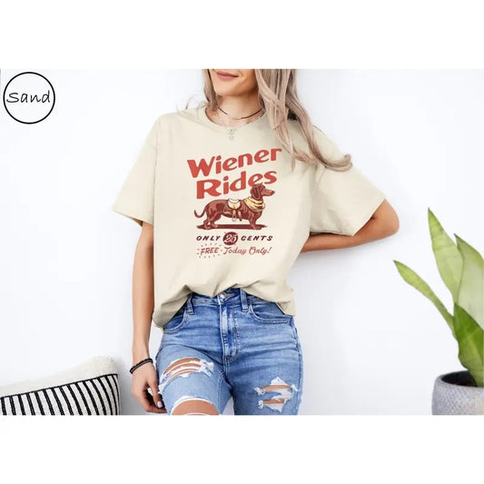 Wiener Rides Dog Dachshund T-Shirt, Funny Graphic T-Shirt