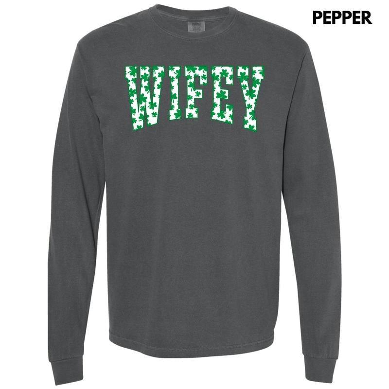 Wifey Clovers Long Sleeve Comfort Colors T-Shirt 'NLB' Hoodie, Sweatshirt | DripVista.com