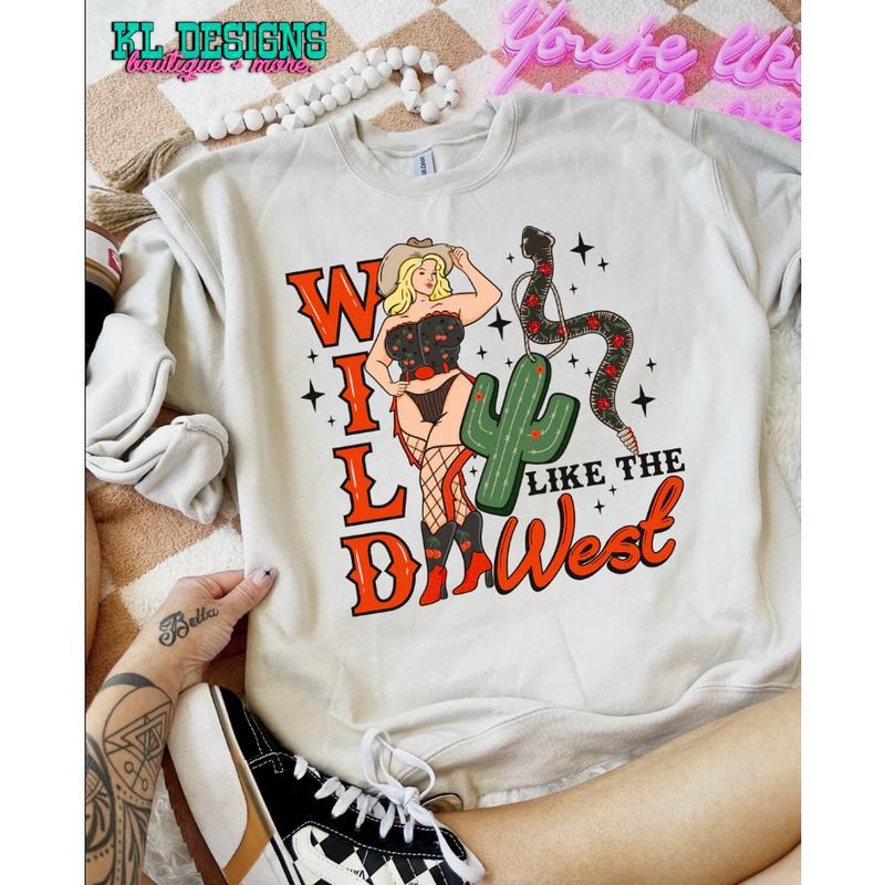 Wild Like The West Grunge Cowgirl Sweatshirt, western clothing hoodies, western outfits women, western tops T-Shirts