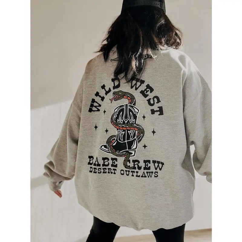 Wild West Babe Crew Western Sweatshirt, Cowgirl feminist girl power sweatshirt, trendy aesthetic sweathirt