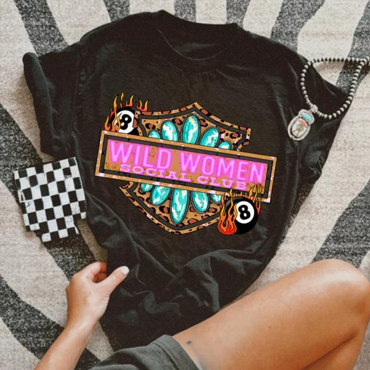 Wild Women Social Club Tee, vintage crewneck sweatshirts, western outfits women, cowgirl outfits, western clothing stuff tops, country concert outfits, western tops clothes, country girl stuff