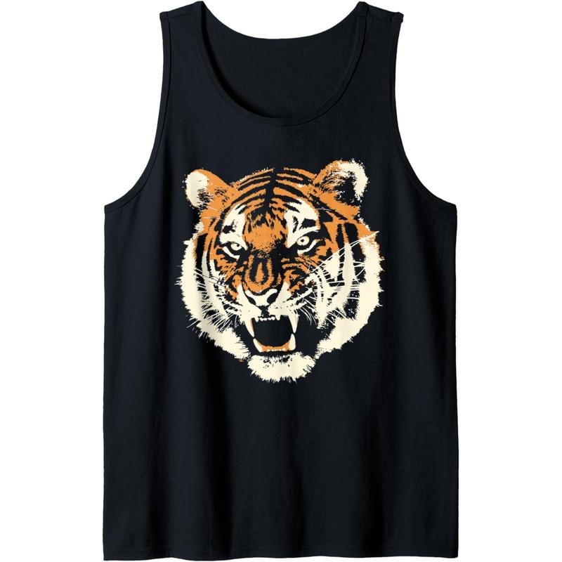Wild tiger head apparel | Savage angry animal Tank Top MADE IN USA T-Shirts, Hoodie, Sweatshirt | DripVista.com