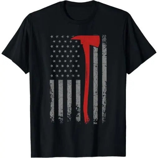Wildland Firefighter Axe American Flag Thin Red Line Fireman T-Shirt Made in USA Hoodie, Sweatshirt | DripVista.com