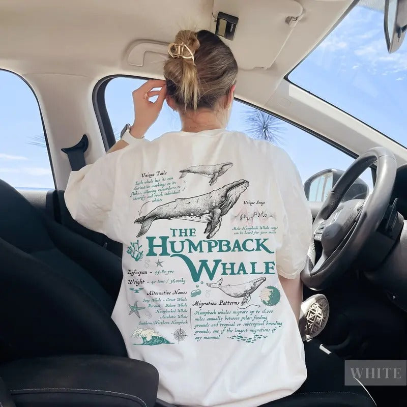 Humpback Whale Facts TShirt | Retro 90s Oceancore Aesthetic, Marine/Wildlife Biology T-Shirt, Trendy Cute Boho Summer...