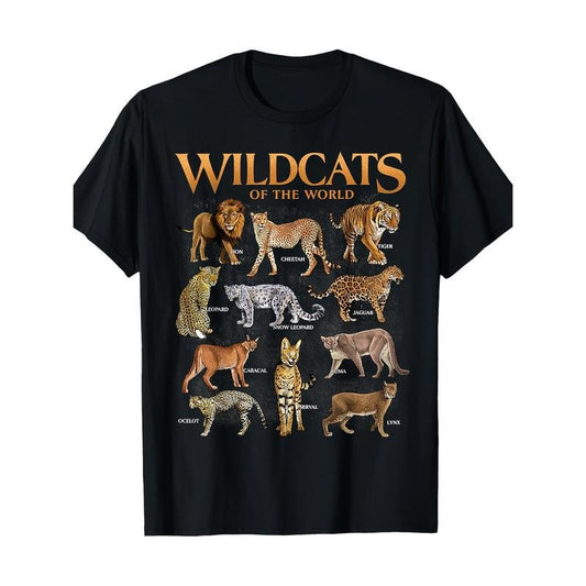 Wildlife Enthusiast's Dream: Men's 100% Cotton T-Shirt with Unique Wild Cat Design - Breathable, Casual Fit for All Seasons Made in USA