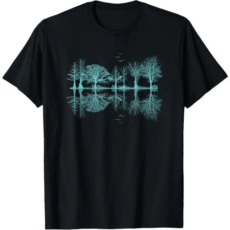Wildlife Nature Forest Trees Reflection Outdoor Forest T-Shirt Made in USA