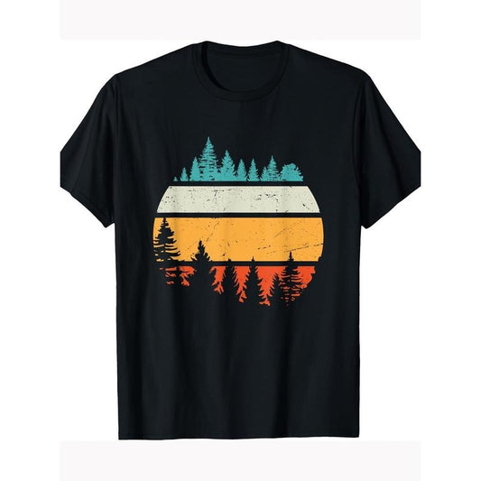 Wildlife Trees Outdoor Nature Vintage Forest Pattern Men's T-shirt 100% cotton T-shirt Made in USAstyle{n002}2