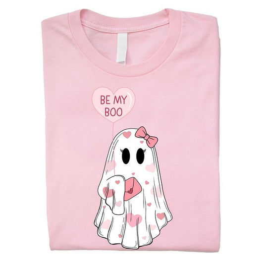 Will You Be My Boo Shirt, Ghost Valentine T-shirt, Valentine's Day Gift For Her, Funny Valentine Shirt For Girlfriend, Cute Ghost Gift For Wife, Valentine Pink Shirt, Women Top Cotton Fabric Womenswear