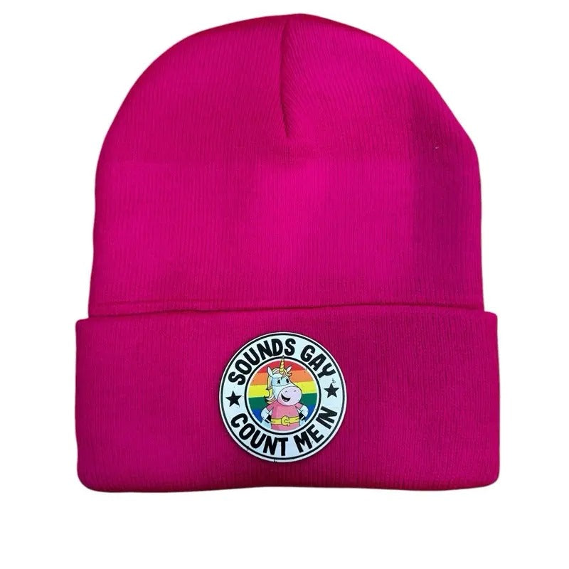 Sounds Gay Count Me In Beanie/Winter Cap T-Shirts, Hoodie, Sweatshirt | DripVista.com
