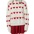 Winter Heart Drop Shoulder Round Neck Long Sleeve Casual Sweater Pullover