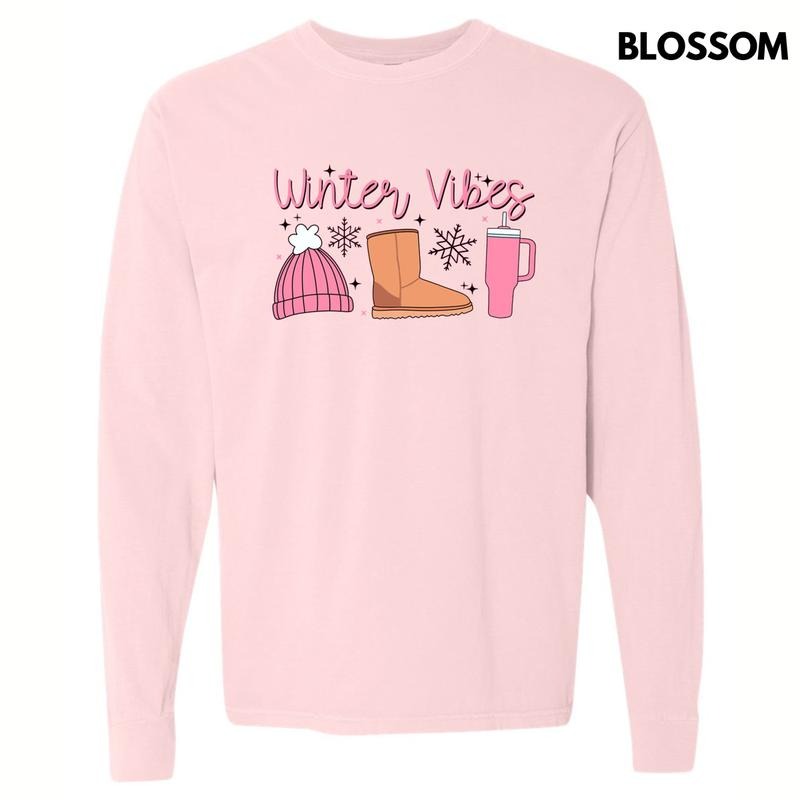 Winter Vibes Long Sleeve Comfort Colors T-Shirt Hoodie, Sweatshirt | DripVista.com