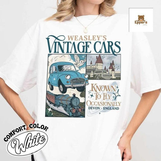Wizard Flying Car Shirt, Style Weasley Car Tee, Bookish Wizard Shirt, Universal Fan shirt, Magical Adventure Apparel, Gift For