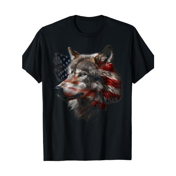 Wolf American Flag USA Patriotic Wolf Lover T-Shirt- Made in USA Hoodie, Sweatshirt | DripVista.com