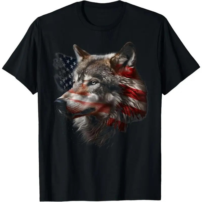 Wolf American Flag USA Patriotic Wolf Lover T-Shirt Hoodie, Sweatshirt | DripVista.com