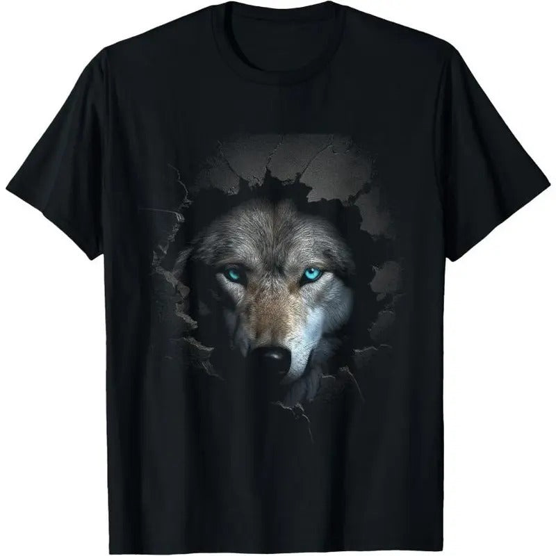 Wolf Blue Eyes Artwork | Wall Animal Motif Wolf T-Shirt Hoodie, Sweatshirt | DripVista.com