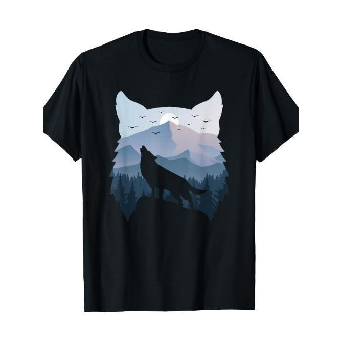 Wolf Landscape Mountain Wildlife Animal Nature Wolves T-shirt Made in USA Hoodie, Sweatshirt | DripVista.com