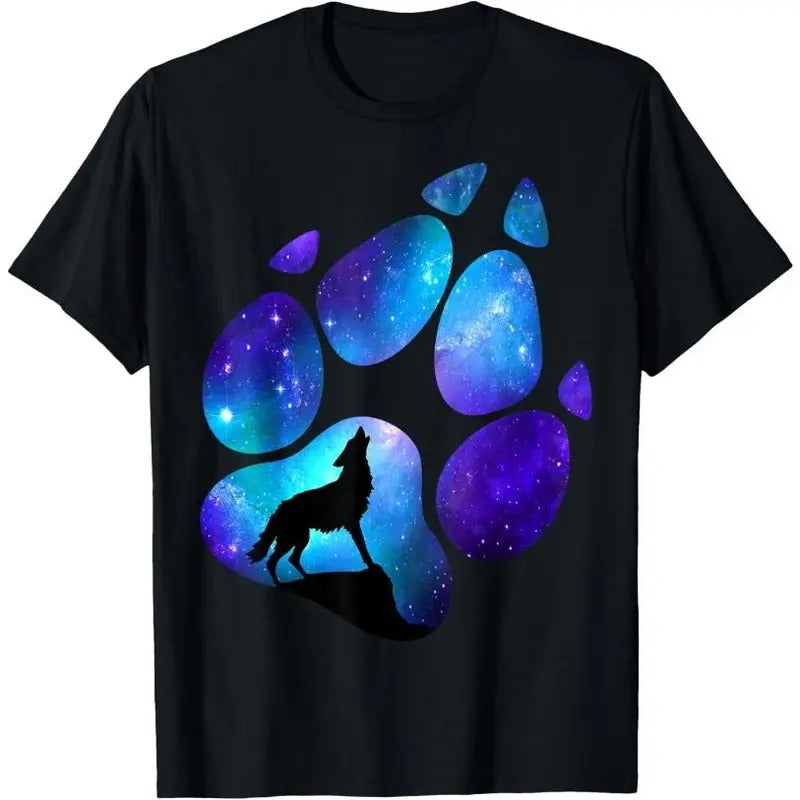 Wolf Paws Galaxy Wild Lone Wolves Stars Moon Wolf T-Shirt Hoodie, Sweatshirt | DripVista.com