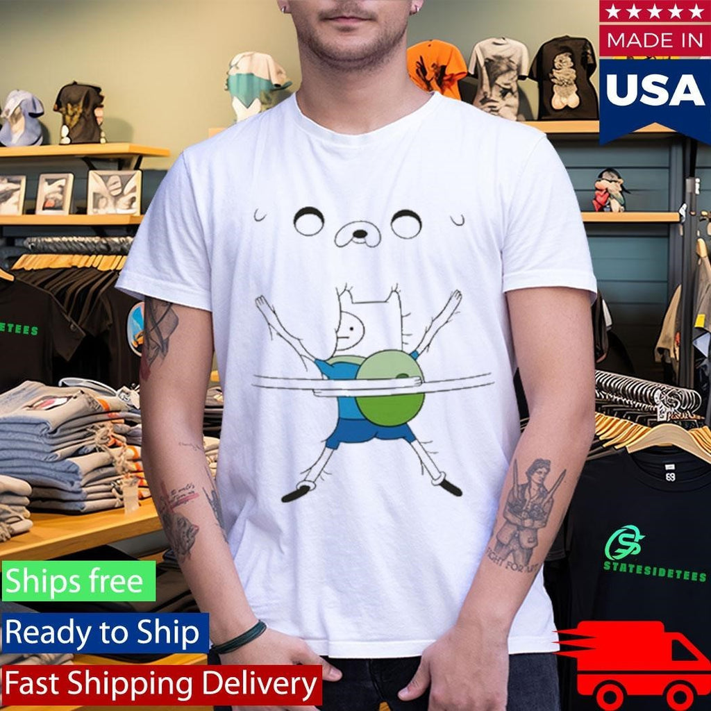 Woman Wearing Adventure Time Bro Hug Shirt