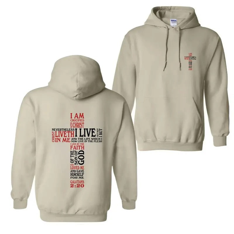 Christian Featuring Crucified With Christ 2 Sides Hoodie/Sweatshirt/T-Shirt, For Men/Women - Unisex Style, 100% Cotton, Pullover unisex hoodie