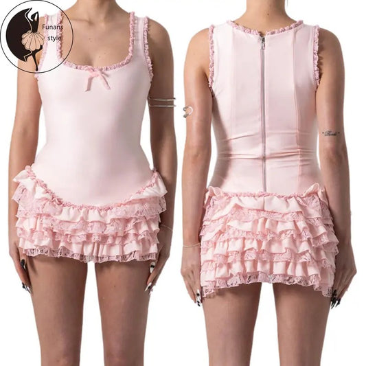 Women Bodysuit, Sleeveless Square Neck Lace PatchworkSummer Romper Clubwear
