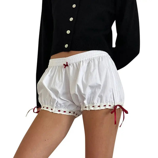 Women Casual Hot Shorts Summer Contrast Color Drawstring Ribbon Elastic Short Pants for Vacation Beach Streetwear Fashion Womenswear