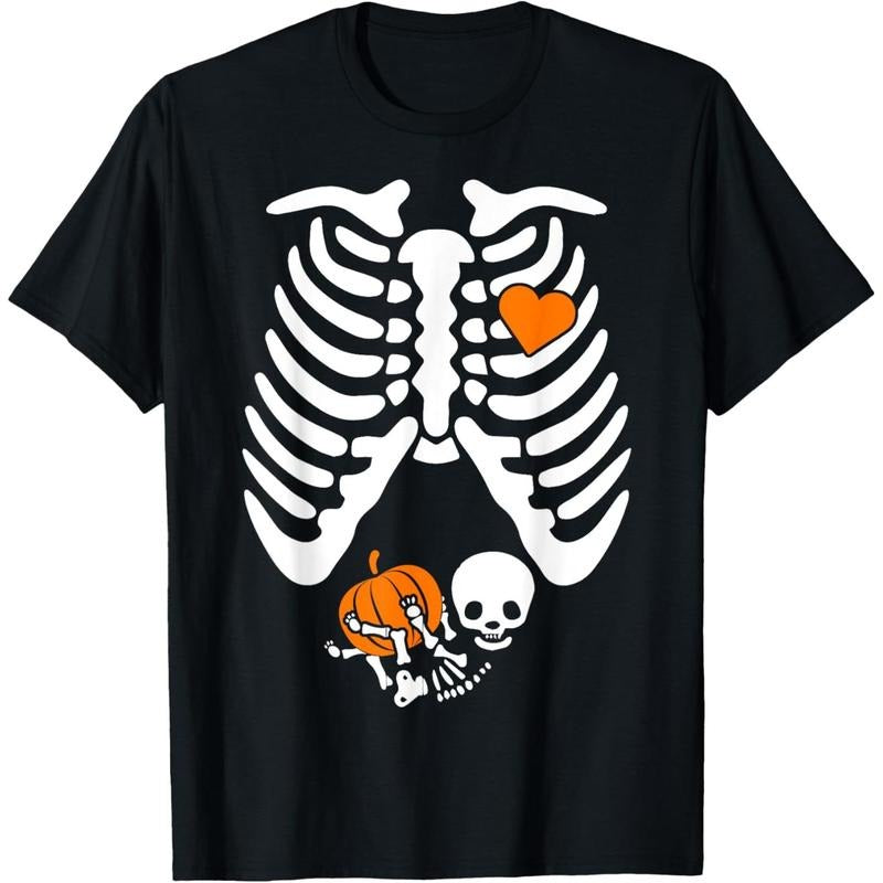 Women Skeleton Pregnancy Announcement Mom Halloween T-Shirt made in usa Hoodie, Sweatshirt | DripVista.com